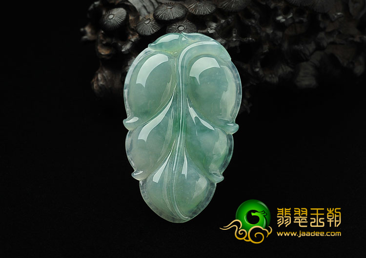 (超值推荐)冰种晴水缅甸翡翠A货叶子挂件