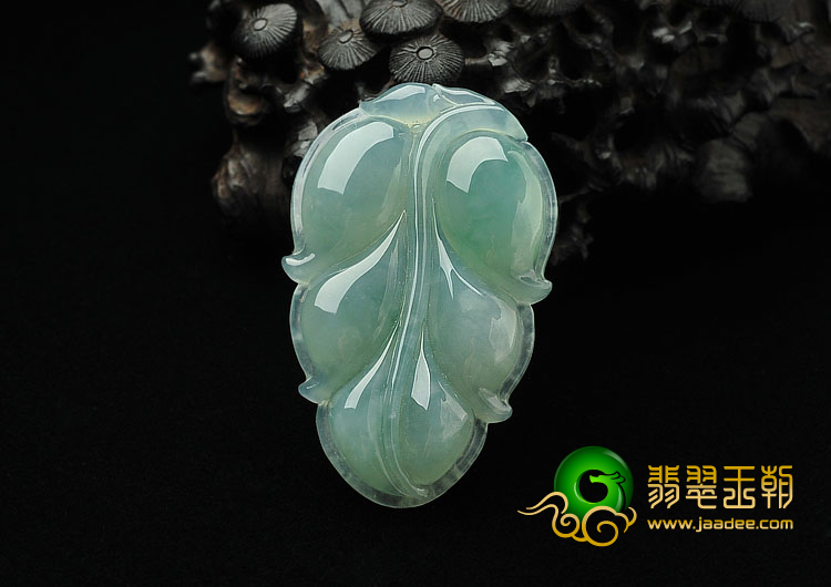 冰种晴水缅甸翡翠A货叶子挂件