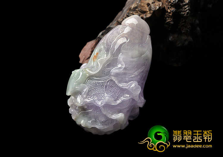 糯冰种紫罗兰飘花缅甸翡翠A货白菜挂件/手玩件