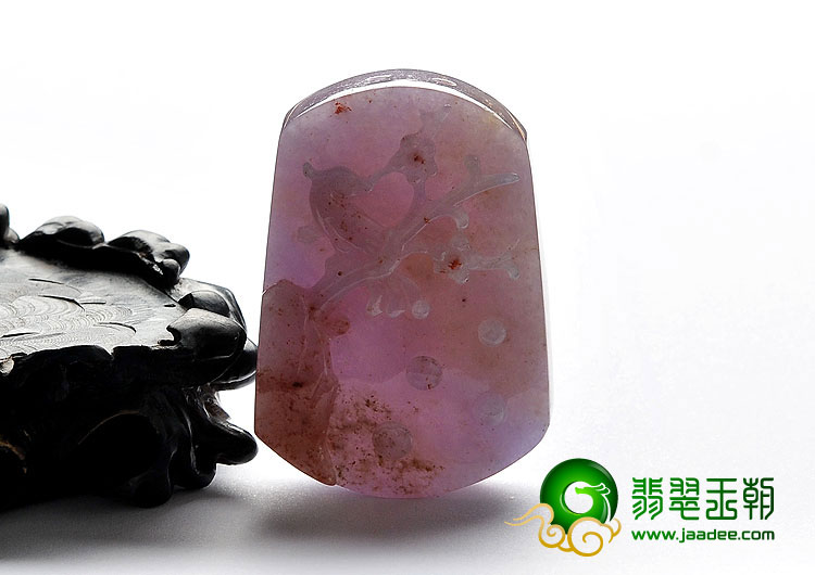 糯冰种紫罗兰缅甸翡翠A货喜上眉梢挂件