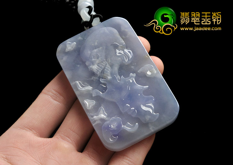 冰种紫罗兰飘花缅甸翡翠A货我本善良挂件