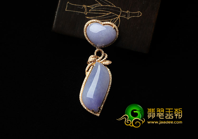 糯冰种紫罗兰缅甸翡翠A货镶玫瑰金胸坠（真钻）