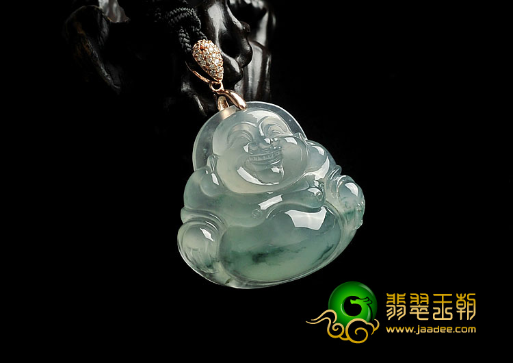 冰种飘花缅甸翡翠A货玉佛挂件