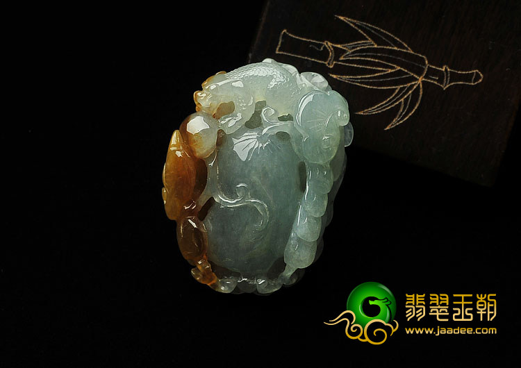 糯冰种晴水褐黄翡缅甸翡翠A货福寿如意挂件