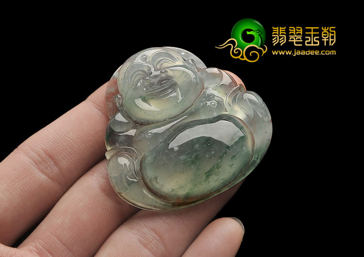 冰种略飘花缅甸翡翠A货玉佛挂件