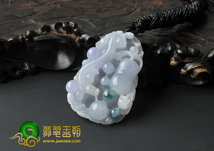 糯冰种紫罗兰飘花缅甸翡翠A货螭龙挂件