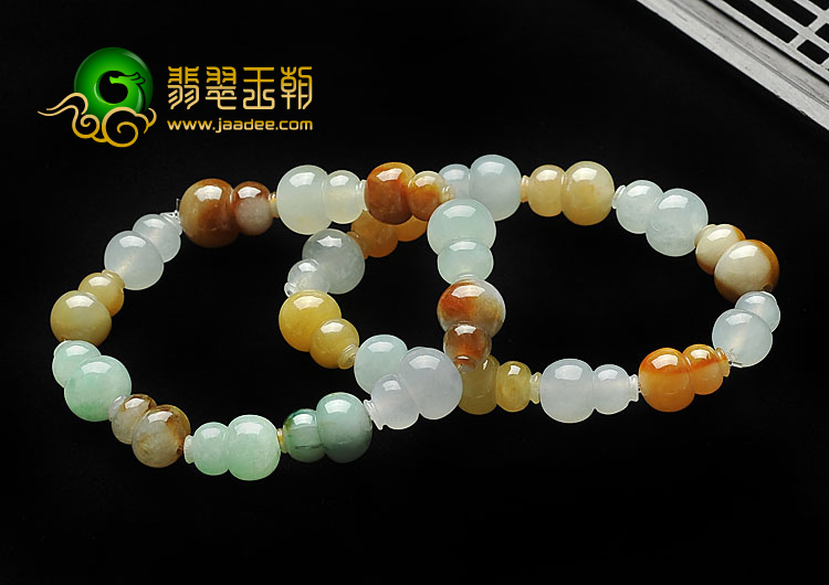 冰种三彩缅甸翡翠A货葫芦手链（单价）