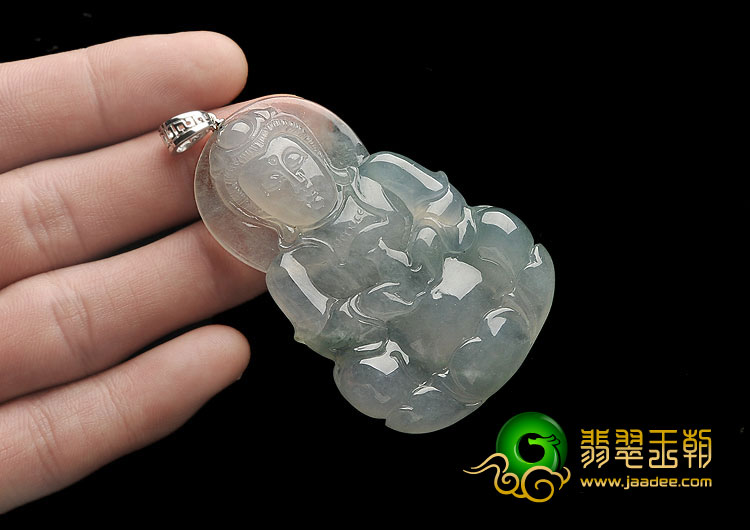 冰种晴水缅甸翡翠A货观音挂件