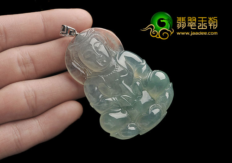 冰种晴水缅甸翡翠A货观音挂件