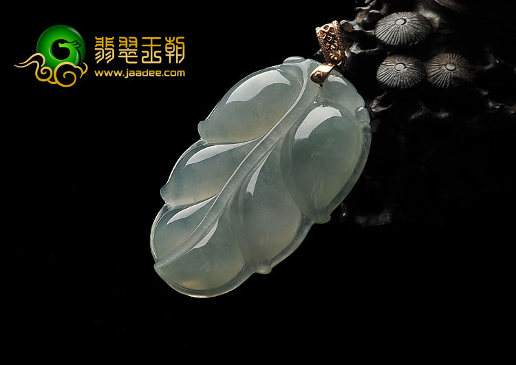(超值推荐)冰种晴水缅甸翡翠A货叶子挂件