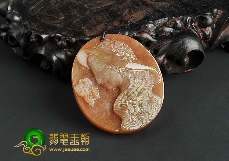 糯冰种红黄翡缅甸翡翠A货国色天香挂件