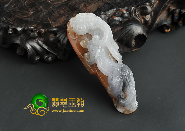 糯冰种三彩缅甸翡翠A货螭龙挂件