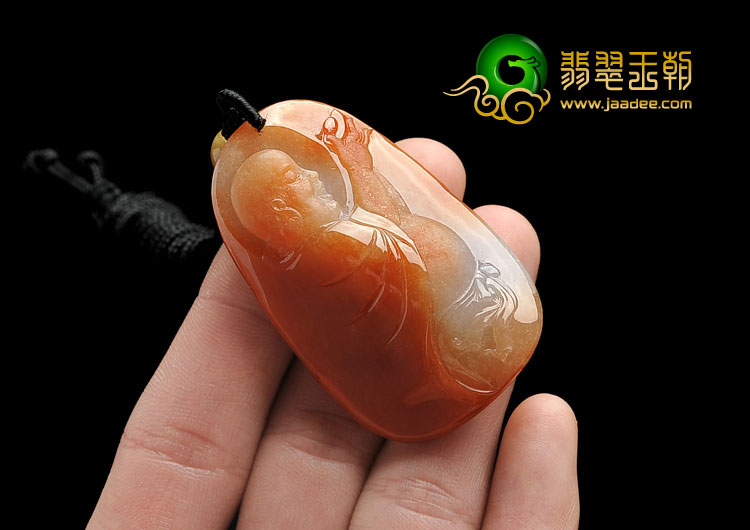 糯冰种红黄翡缅甸翡翠A货玉佛挂件