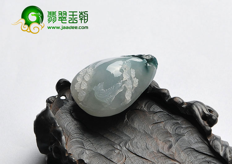 糯冰种晴水缅甸翡翠A货双喜临门挂件