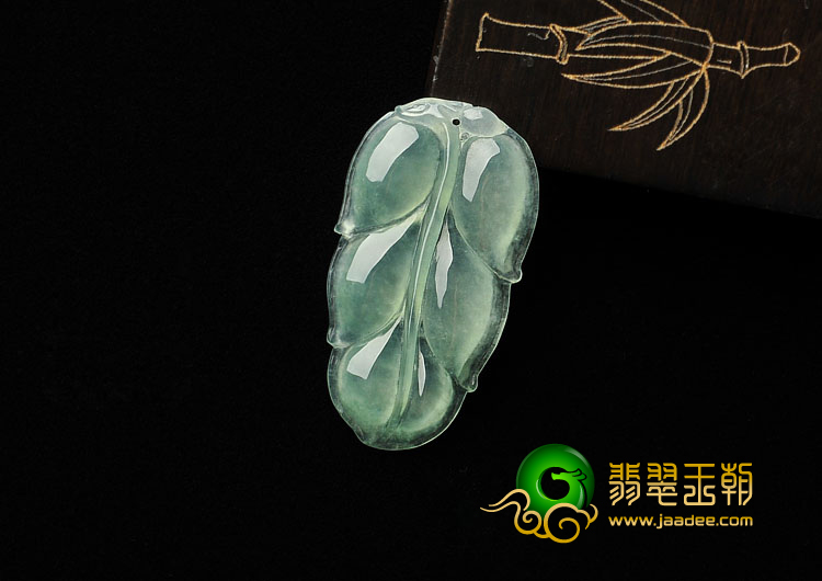 冰种晴水缅甸翡翠A货叶子挂件