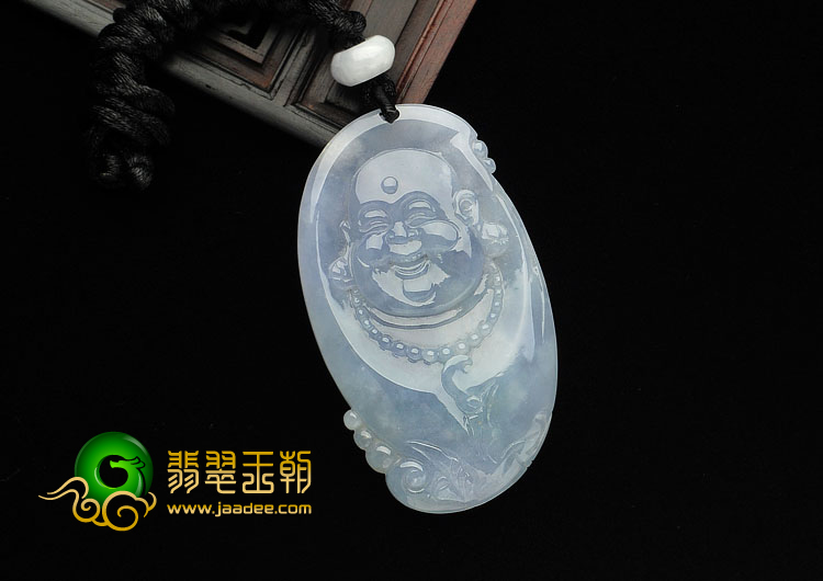糯冰种晴水紫罗兰缅甸翡翠A货佛头挂件