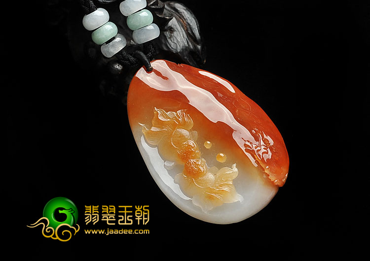 糯冰种红黄翡缅甸翡翠A货金玉满堂挂件