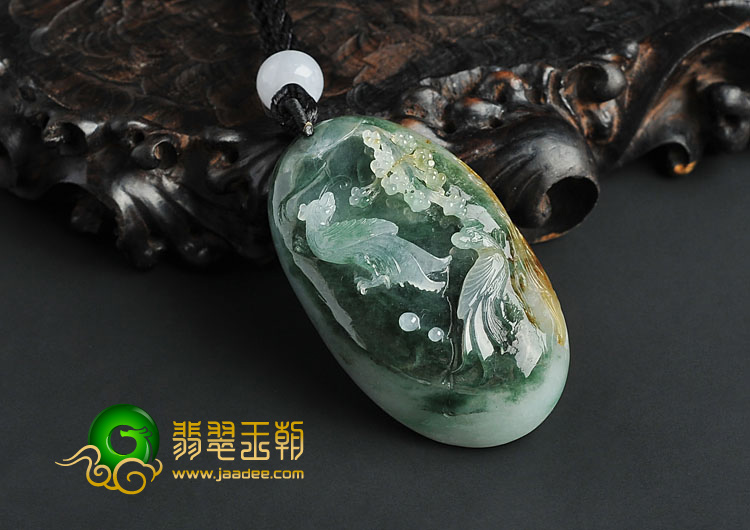 (超值推荐)糯冰种三彩缅甸翡翠A货双喜临门挂件