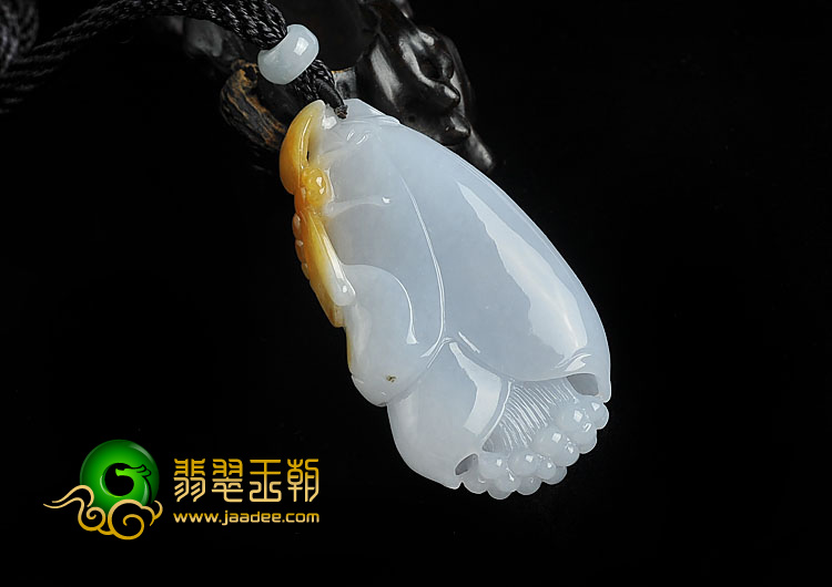 糯冰种黄翡晴水缅甸翡翠A货玉兰花挂件