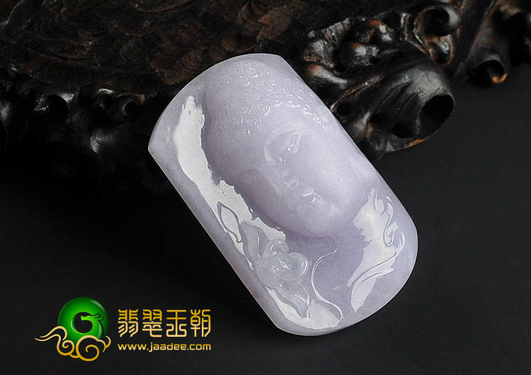 糯冰种紫罗兰缅甸翡翠A货释迦牟尼头挂件