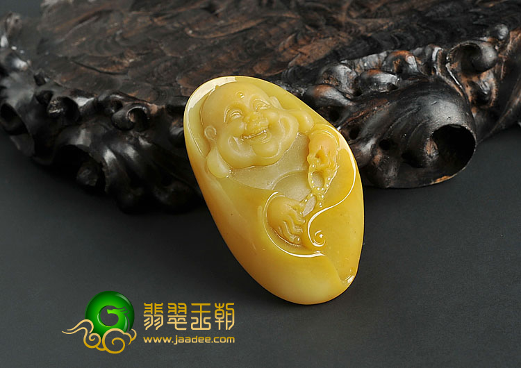 糯冰种黄翡缅甸翡翠A货玉佛挂件