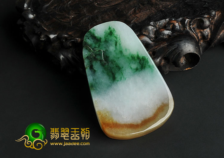 糯冰种三彩缅甸翡翠A货子冈牌挂件