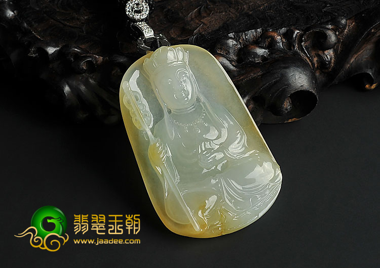 冰种黄翡缅甸翡翠A货地藏王挂件