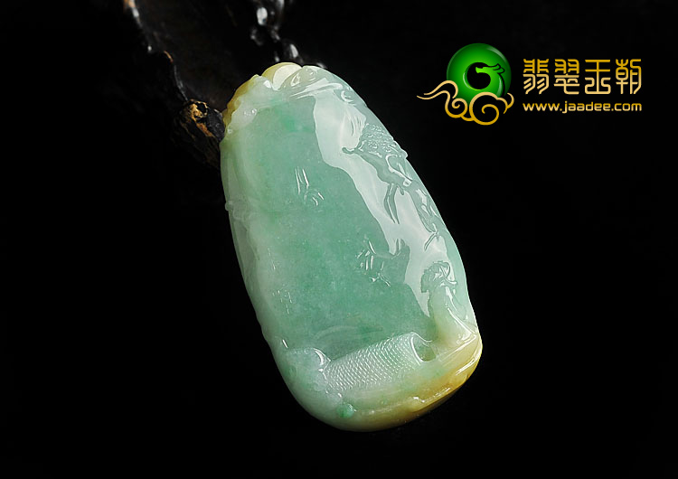 糯冰种三彩缅甸翡翠A货夜游赤壁挂件