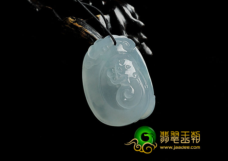 冰种晴水缅甸翡翠A货仿古龙凤挂件