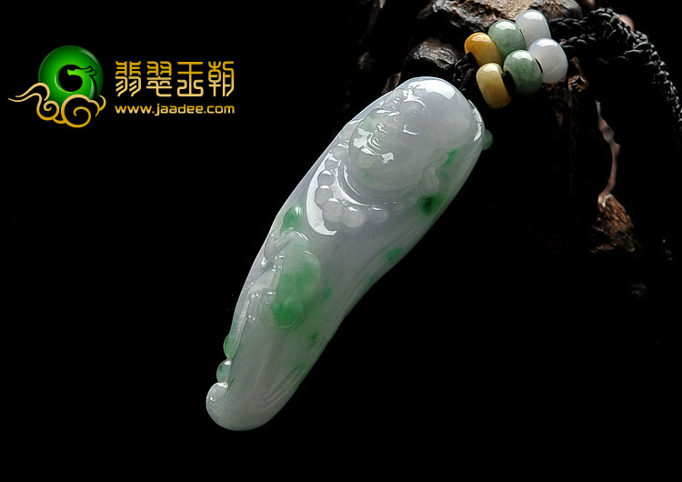 糯冰种春带彩缅甸翡翠A货玉佛挂件