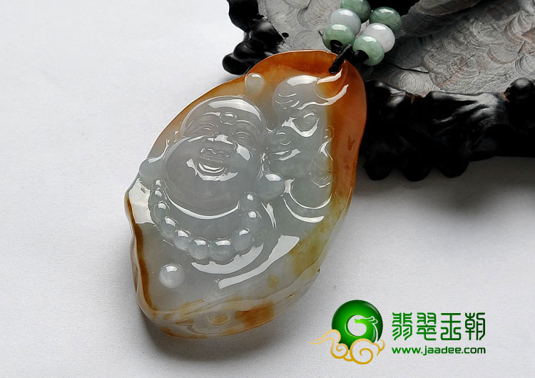 糯冰种晴水褐黄翡缅甸翡翠A货一念之差挂件