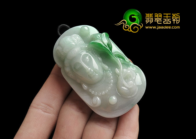 糯冰种飘翠缅甸翡翠A货观音头挂件