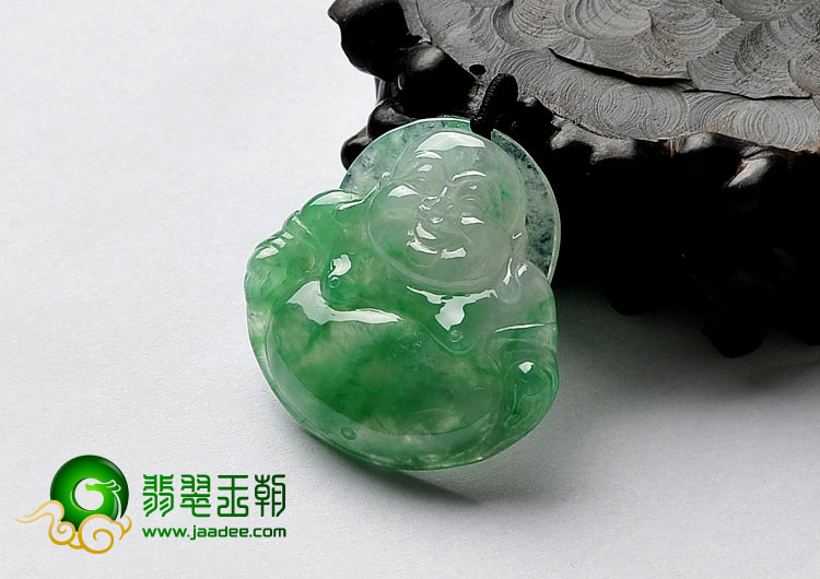 冰种翠色缅甸翡翠A货玉佛挂件