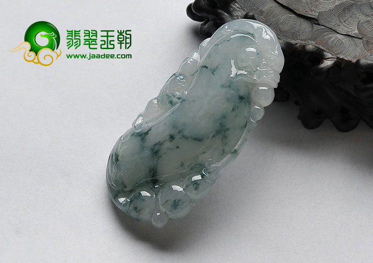 糯冰种飘花缅甸翡翠A货龙如意挂件