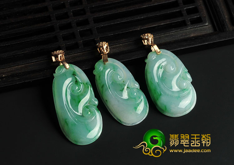 糯冰种飘翠缅甸翡翠A货如意挂件（单价）
