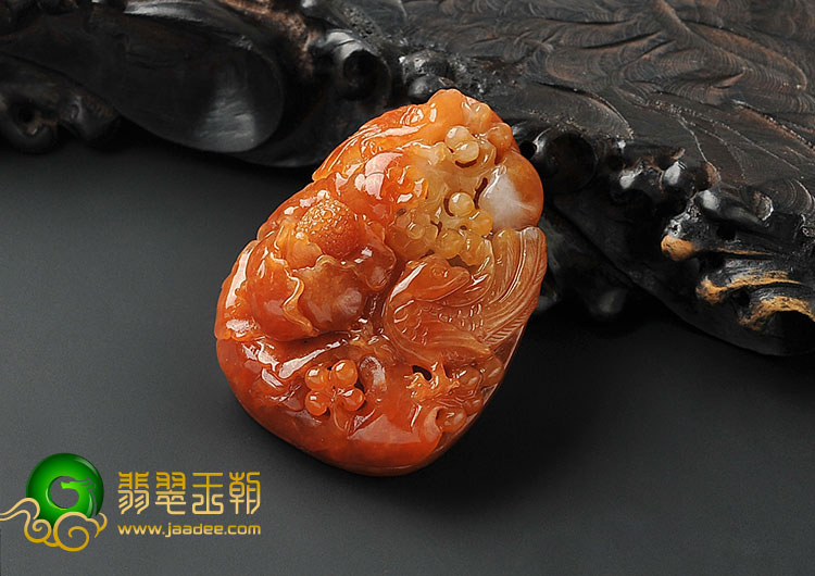 糯冰种红黄翡缅甸翡翠A货鸟语花香挂件