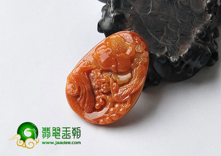 糯冰种红黄翡缅甸翡翠A货花开富贵挂件