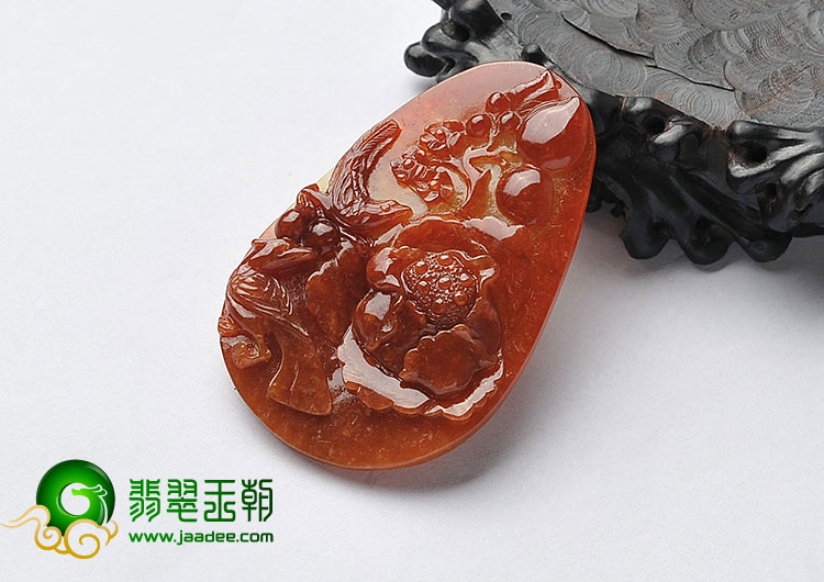 糯冰种红黄翡缅甸翡翠A货花开富贵挂件