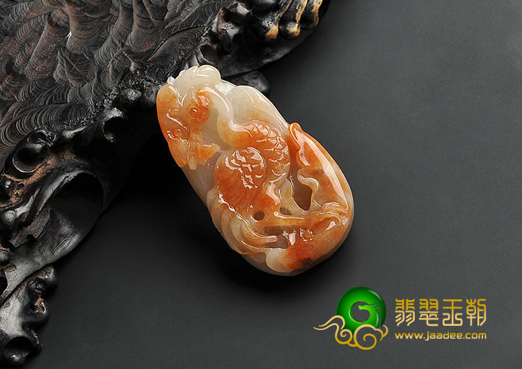 糯冰种红黄翡缅甸翡翠A货一路连科挂件