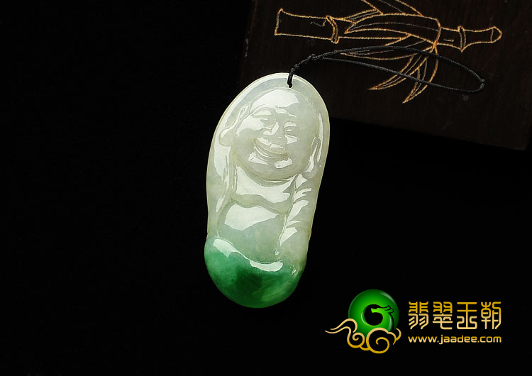糯冰种飘翠缅甸翡翠A货玉佛挂件