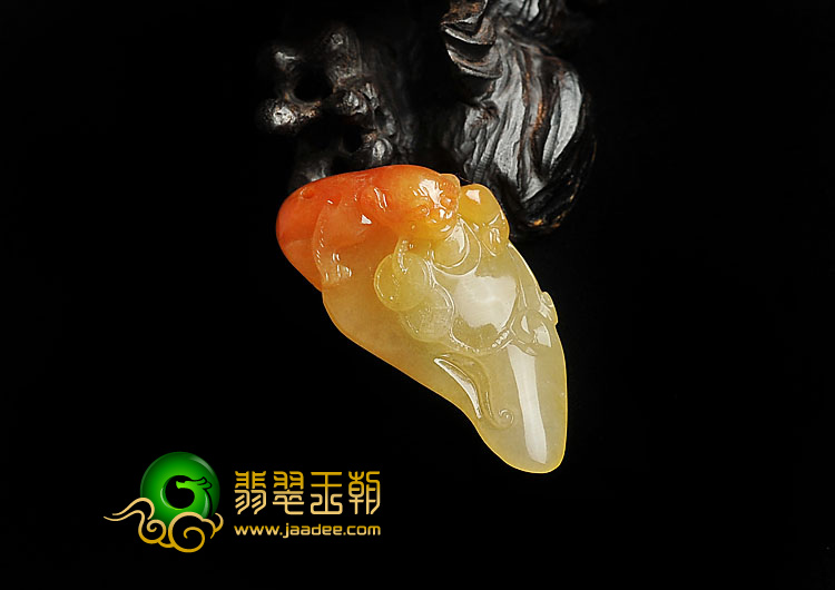 冰种红黄翡缅甸翡翠A货福在眼前挂件