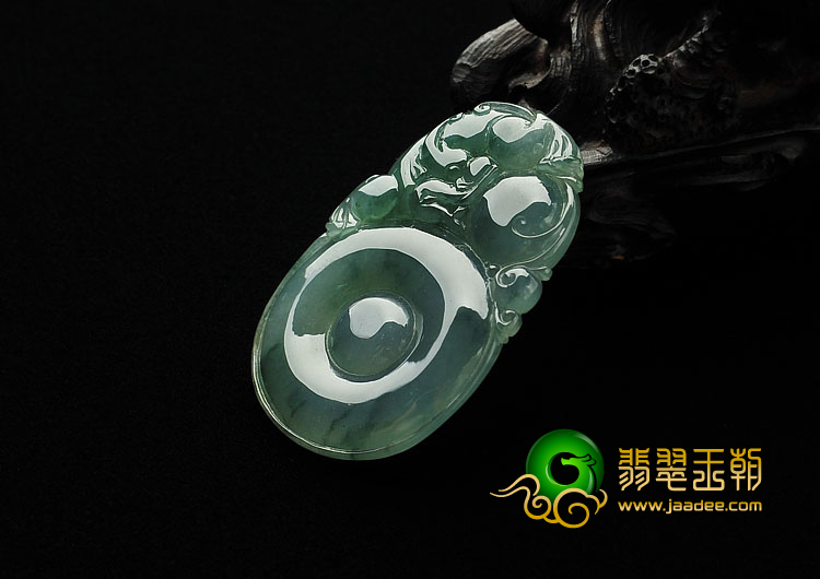 冰种飘花缅甸翡翠A货福在眼前挂件