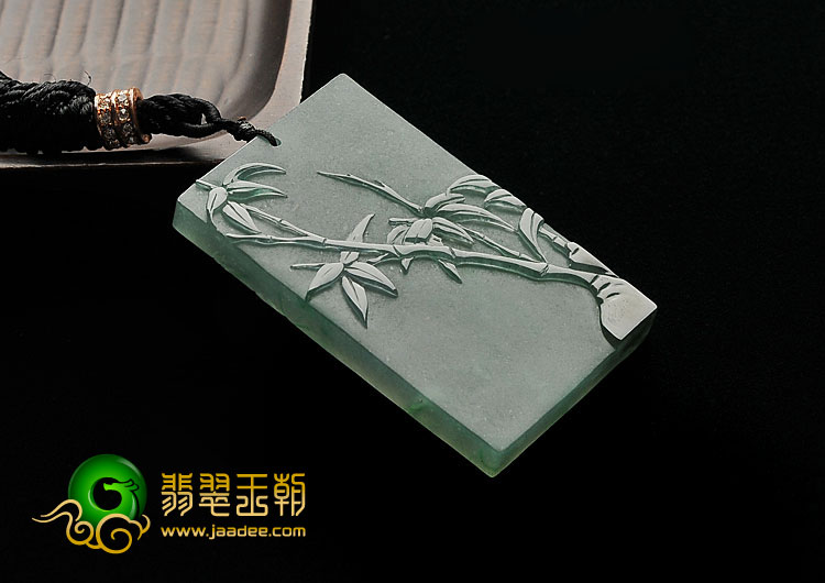 冰种晴水缅甸翡翠A货竹报平安挂件