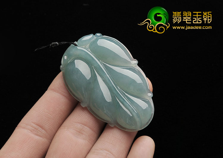 冰种晴水缅甸翡翠A货叶子挂件