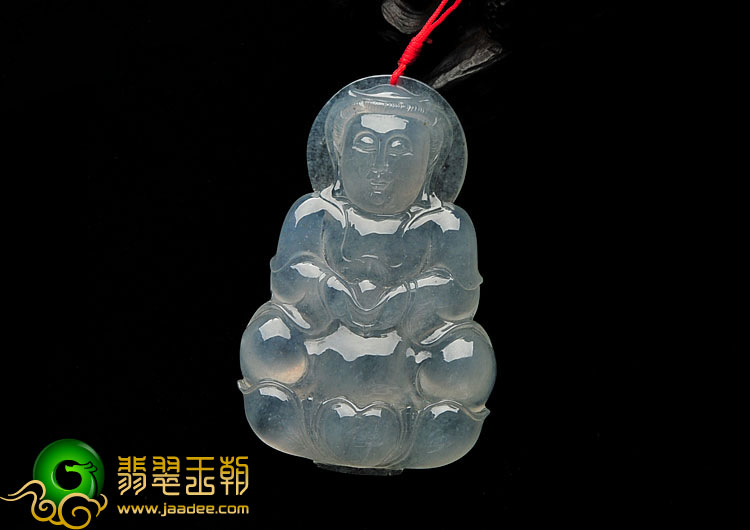 冰种淡晴水缅甸翡翠A货观音挂件