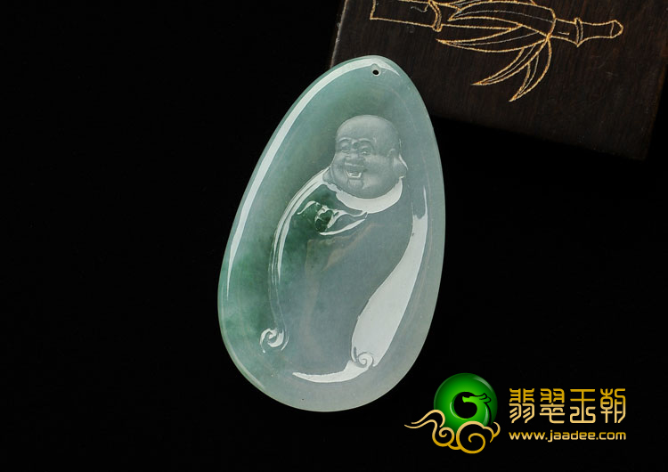 糯冰种飘花缅甸翡翠A货玉佛挂件