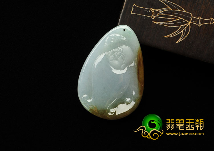 糯冰种晴水褐黄翡缅甸翡翠A货玉佛挂件