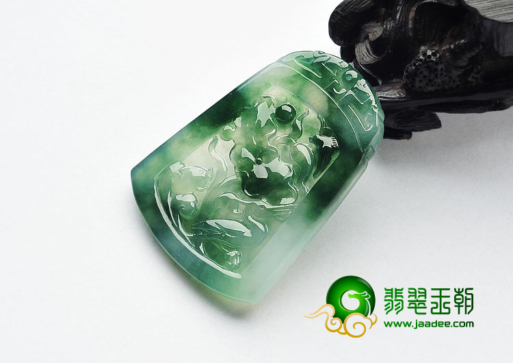 冰种飘花缅甸翡翠A货一路连科挂件