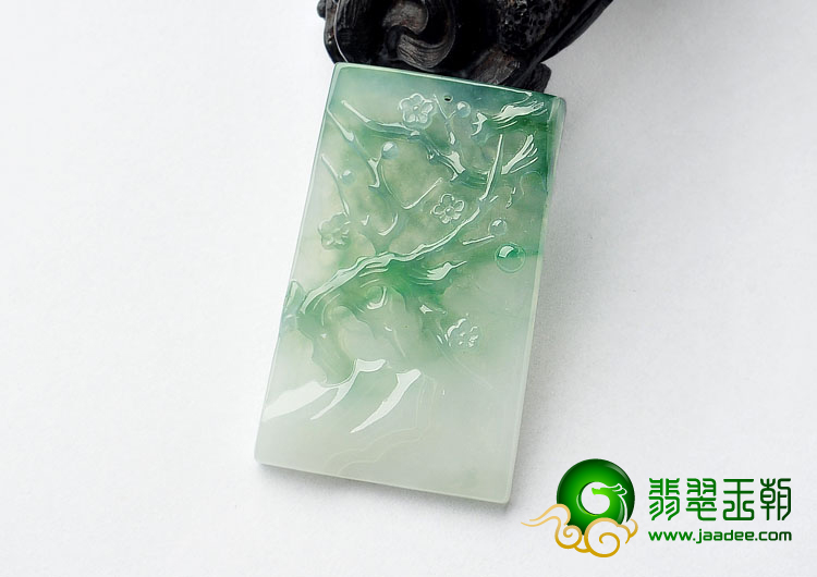 冰种飘花缅甸翡翠A货喜上眉梢挂件