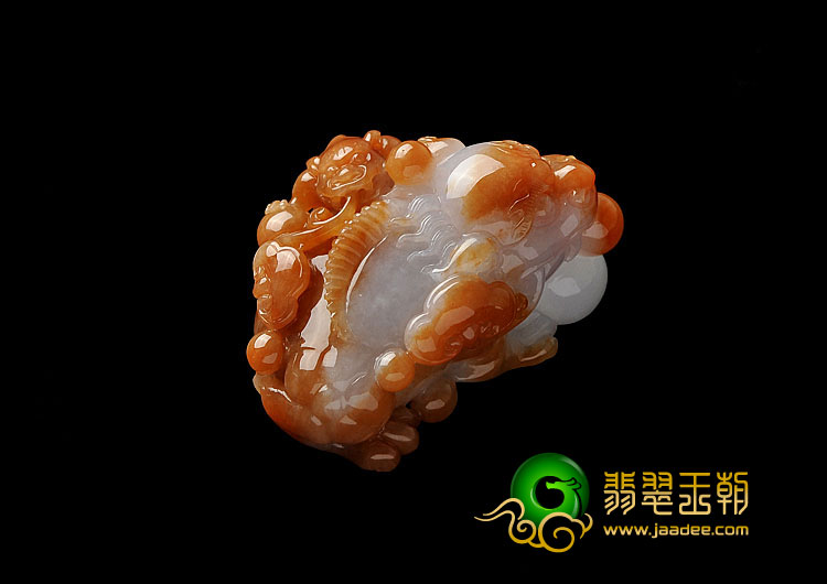 糯冰种红黄翡缅甸翡翠A货招财进宝挂件